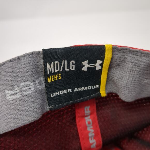 Under Armour Fitted Hat Red Large Embroidered Logo Vent Holes Outdoor - Picture 9 of 9